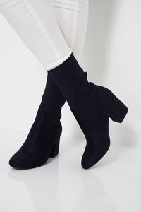 Sock Fit Block Heel Ankle Boots - Enlightened_Apparel2018