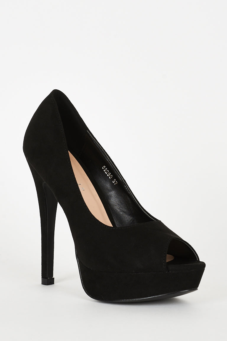 Black Faux Suede High Heel Platform Shoes - Enlightened_Apparel2018