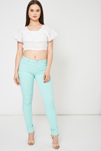 White Luxury Off Shoulder Bardot Crop Top - Enlightened_Apparel2018