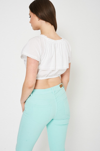 White Luxury Off Shoulder Bardot Crop Top - Enlightened_Apparel2018