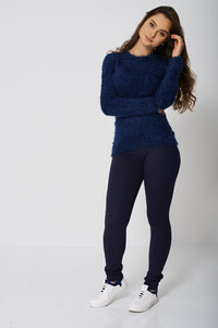 Beautiful Fluffy Navy Jumper - Enlightened_Apparel2018